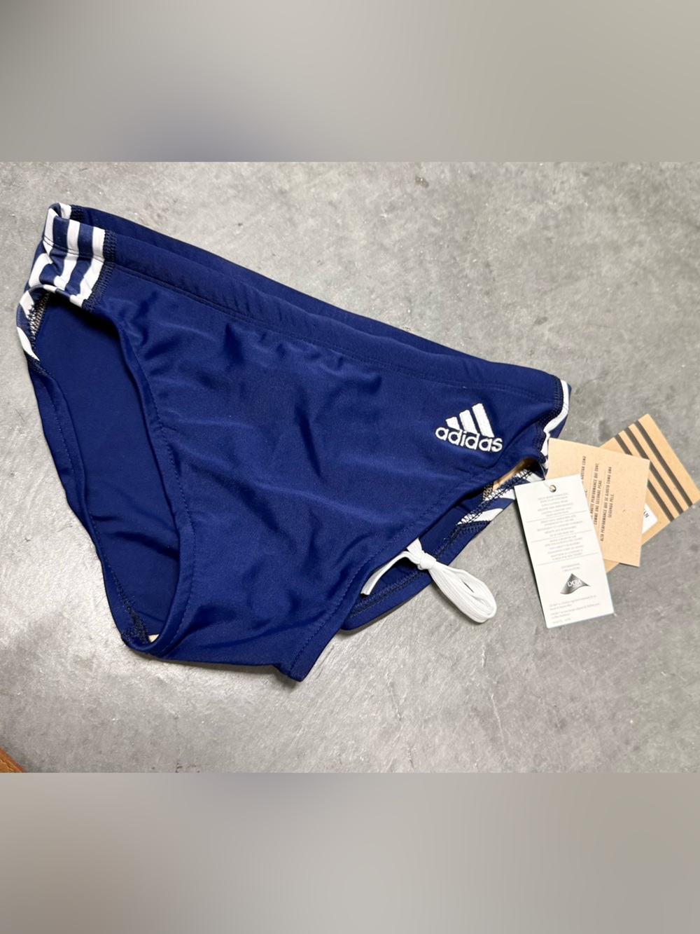 New NWT adidas Royal Blue Swimsuit  briefs swimwear with White Accents 30
